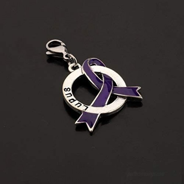 Lupus Disease Purple Ribbon Clip-on Charm/Necklace Lupus Awareness Gift Purple Awareness Lupus Survivor Jewelry