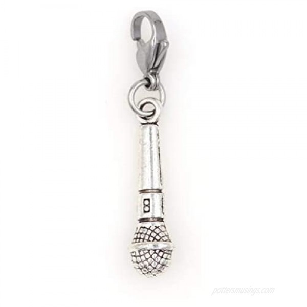 Microphone Singer Singing Clip on Charm Perfect for Necklaces Bracelets 101U