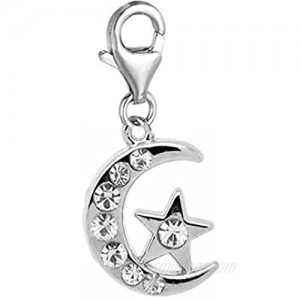 Moon & Star Charm for European Clip on Jewelry w/Lobster Clasp
