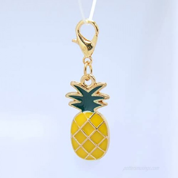 Paialco Cute Enamel Pineapple Fruit Clasp Charms for Keychain Bracelet