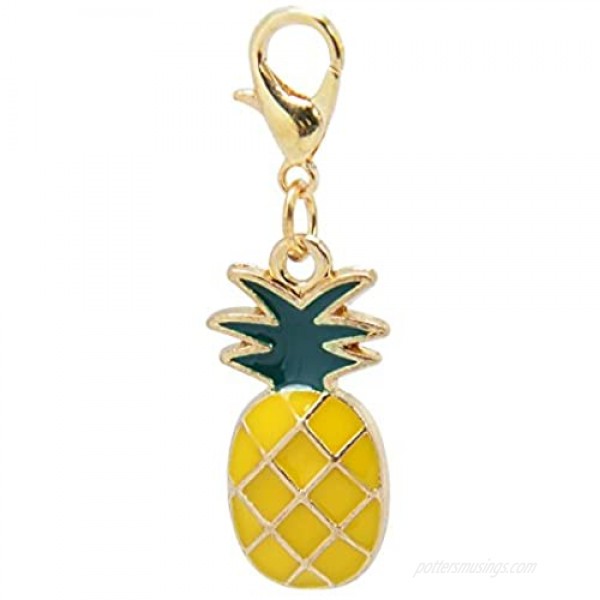 Paialco Cute Enamel Pineapple Fruit Clasp Charms for Keychain Bracelet