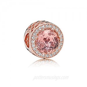Pink Radient Crystal Rose Gold Plated 925 Sterling Sliver Crystal Pave Charm