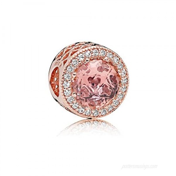Pink Radient Crystal Rose Gold Plated 925 Sterling Sliver Crystal Pave Charm