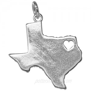 Raposa Elegance Sterling Silver State Map Cut Out with Heart Charms
