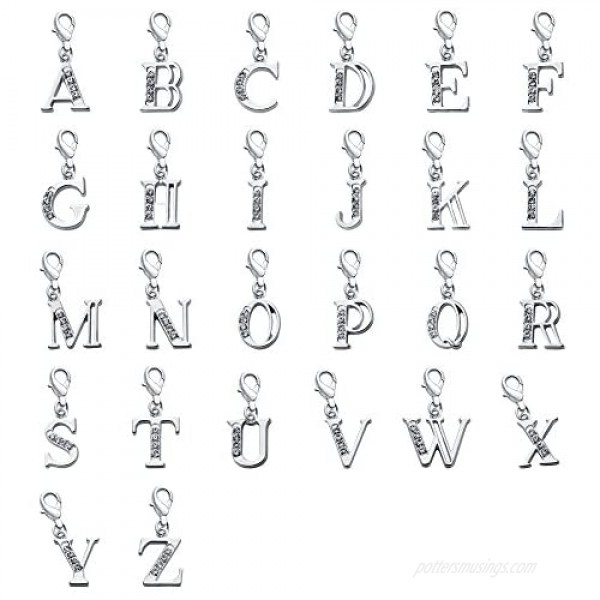 SENFAI 26 Alphabet English Letters Crystal First Initial Name Charms for Bracelet Necklace Zipper Puller (M3)