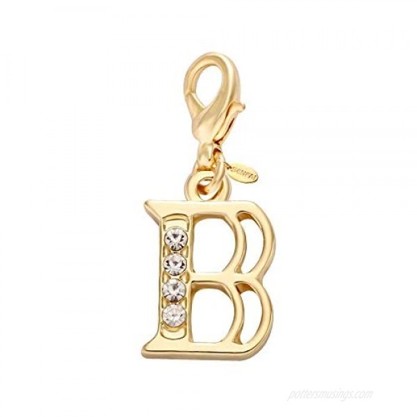 SENFAI 26 Alphabet English Letters Crystal First Initial Name Charms for Bracelet Necklace Zipper Puller (B1)