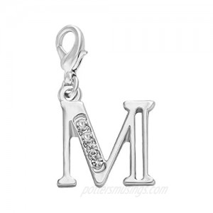 SENFAI 26 Alphabet English Letters Crystal First Initial Name Charms for Bracelet Necklace Zipper Puller (M3)
