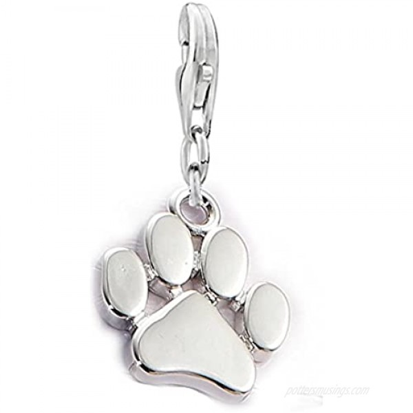 Sexy Sparkles Dog Paw Clip on Lobster Clasp Claw Charm for Bracelet