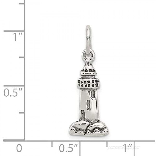 Sterling Silver Antiqued Lighthouse Charm (approximately 20 x 8 mm)