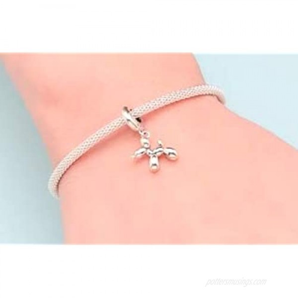 Sterling Silver Cute Balloon Dog Charm Perfect for Bracelets and Necklaces 925 Sterling Silver