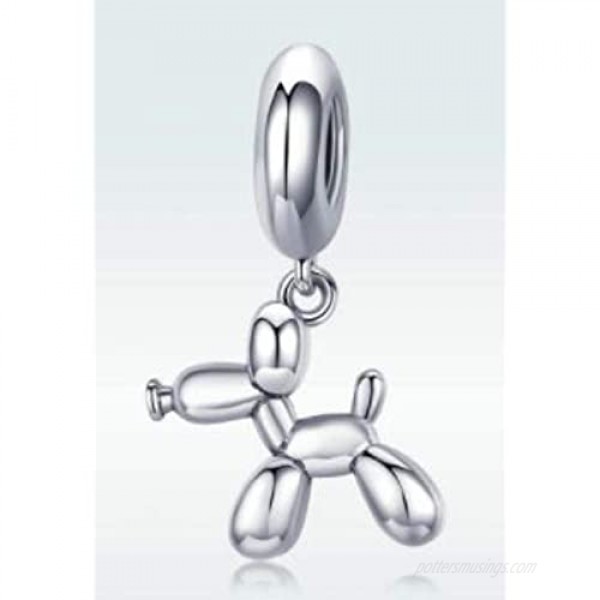 Sterling Silver Cute Balloon Dog Charm Perfect for Bracelets and Necklaces 925 Sterling Silver