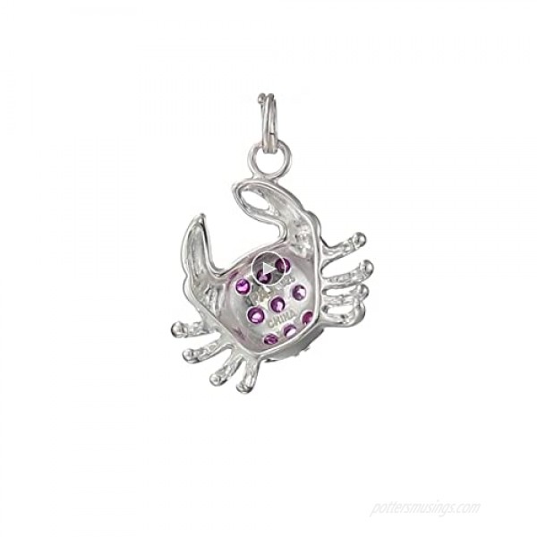 Sterling Silver Genuine Red Ruby Crab Turtle Cow and Machine Pave-Setting Clasp Drop Style Charm