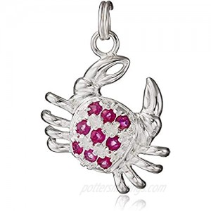 Sterling Silver Genuine Red Ruby Crab  Turtle  Cow and Machine Pave-Setting Clasp Drop Style Charm