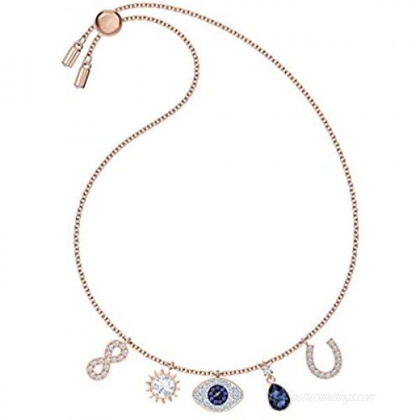 SWAROVSKI Women's Symbolic Evil Eye Charm Bracelet Blue & White Crystal Rose-Gold Tone Plated One size (5497668)