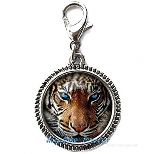Tiger Zipper Pull Perfect for Necklaces Bracelets Keychain and Earrings Charm Tiger Handmade Jewelry