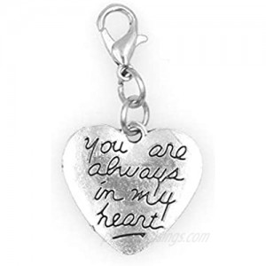 You are Always in My Heart Clip on Charm Perfect for Necklaces and Bracelets 101C