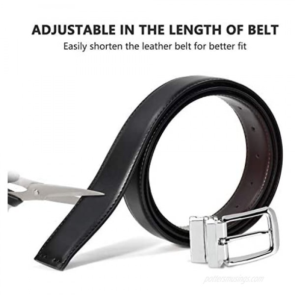 2 Pack Belts for Men Reversible-Mens Belt Cowhide Crocodile Leather Belt Genuine