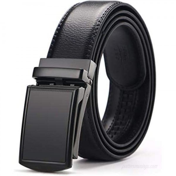 [2 Pack] Men's Belt West Leathers Slide Ratchet Belt for Men with Genuine Leather Perfect Fit Waist Size up to 44 inches