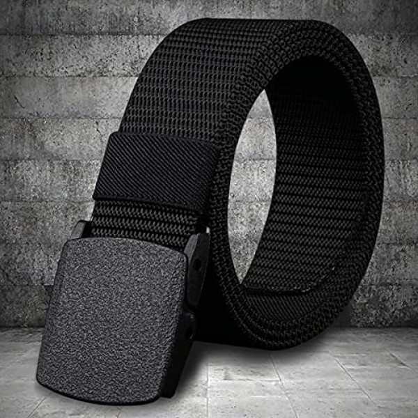 [3 Pack] Nylon Military Tactical Men Belt Webbing Canvas Outdoor Web Belt with Plastic Buckle Fits Pant Up to 45