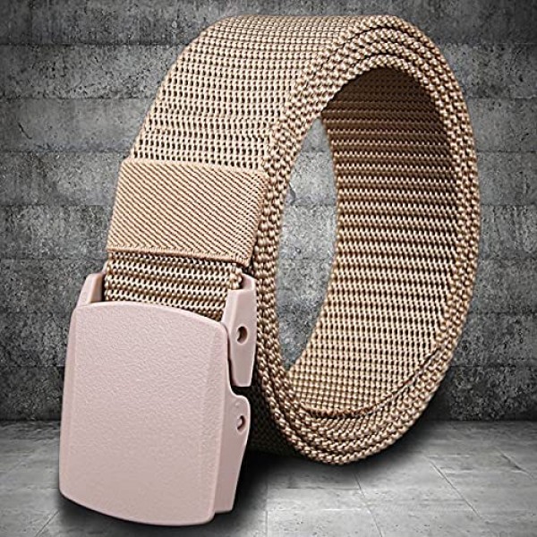 [3 Pack] Nylon Military Tactical Men Belt Webbing Canvas Outdoor Web Belt with Plastic Buckle Fits Pant Up to 45