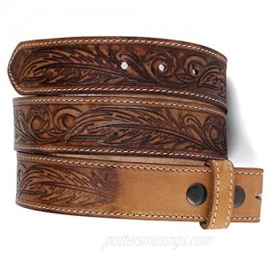 Belt for buckle Western Leather Engraved Tooled Strap w/Snaps for Interchangeable Buckles USA…