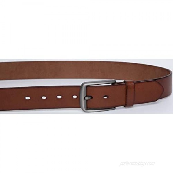 Bullko Men's Casual Genuine Leather Dress Belt With Jeans Classic Buckle