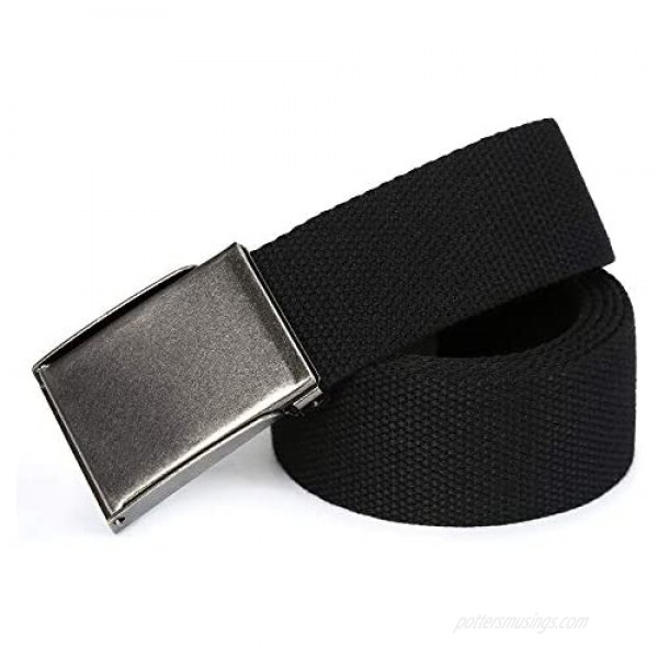 Canvas Web Belt | Cut to Fit Up to 52 | Flip-Top Matte Silver Nickel Buckle 12 Colors