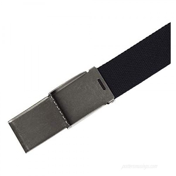 Canvas Web Belt | Cut to Fit Up to 52 | Flip-Top Matte Silver Nickel Buckle 12 Colors