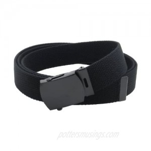 Canvas Web Belt Military Style with Black Buckle and Tip 56" Long Many Colors