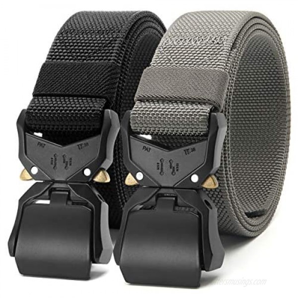 CHAOREN 2 Pack Mens Quick Release Tactical Belt 1.5 Casual Military Riggers Web Belts for Men Heavy Duty Work Belt