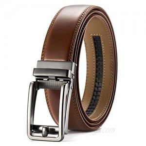 Chaoren Click Ratchet Belt Dress with Sliding Buckle 1 3/8 - Men's Belt Adjustable Trim to Exact Fit