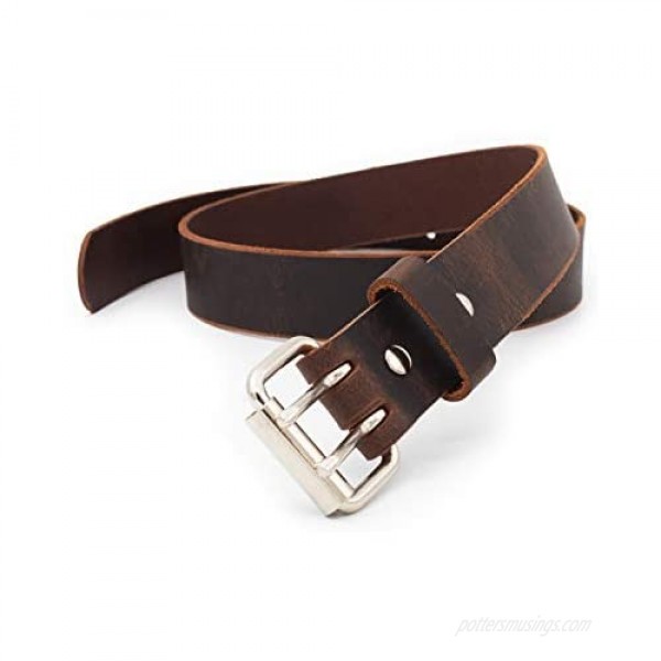 Double Down Leather Belt | Made in USA | Leather Belt for Men | Two Prong Mens Work Belt | Men's Belts Casual