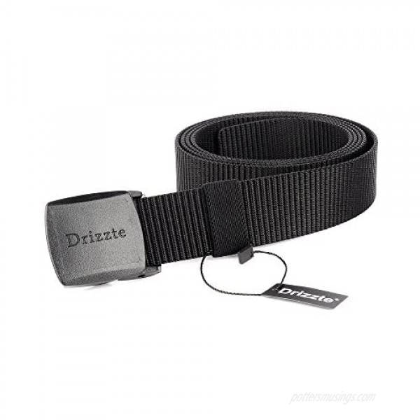 Drizzte Plus Size 47-83'' Men's Black Nylon Military Tactical Plastic Buckle Belt