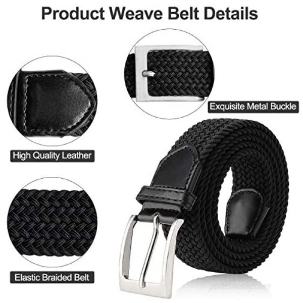 Fairwin Men's Stretchy Belt 1.3'' Width Unisex Braided Stretch Elastic Belts for Men