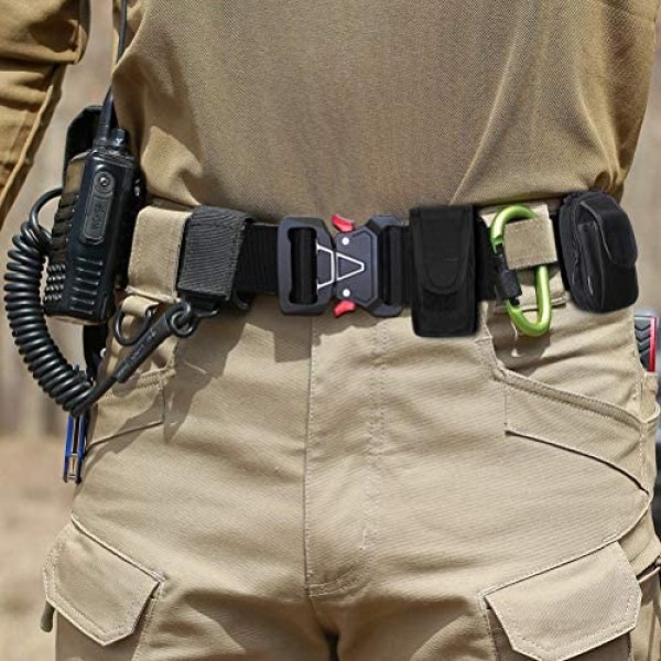 Fairwin Tactical Belt Military Style Webbing Riggers Web Gun Belt with Heavy-Duty Quick-Release Metal Buckle (Black)
