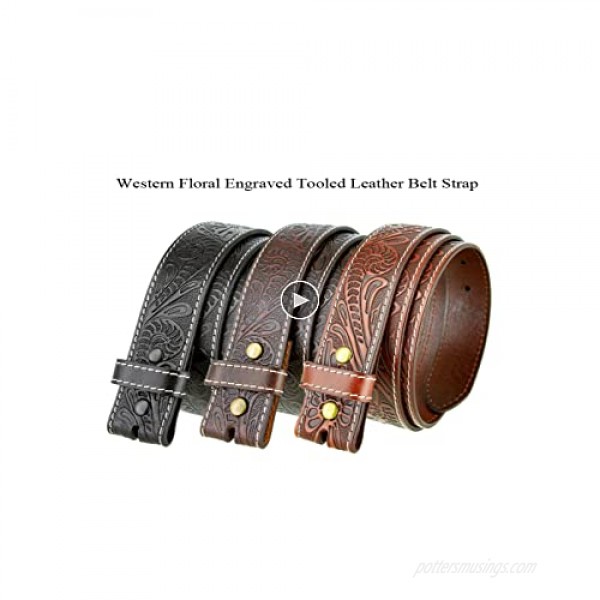 Genuine Full Grain Western Engraved Tooled Leather Belt Strap or Belt 1-1/2 Wide Multi-Style Options