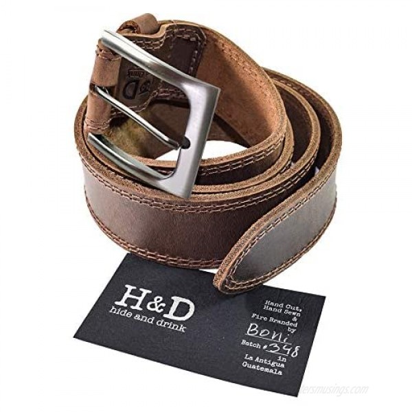 Hide & Drink Men's Two Row Stitch Leather Belt Handmade