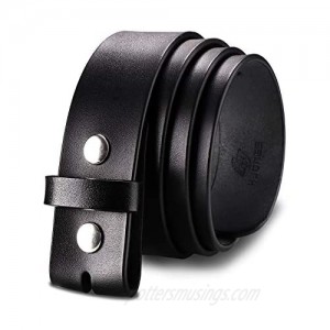 HJONES Men’s Replacement Belt no Buckle Belt Strap  Men's Leather Belt with Silver Snap On Belt Without Buckle 1 1/2” Wide