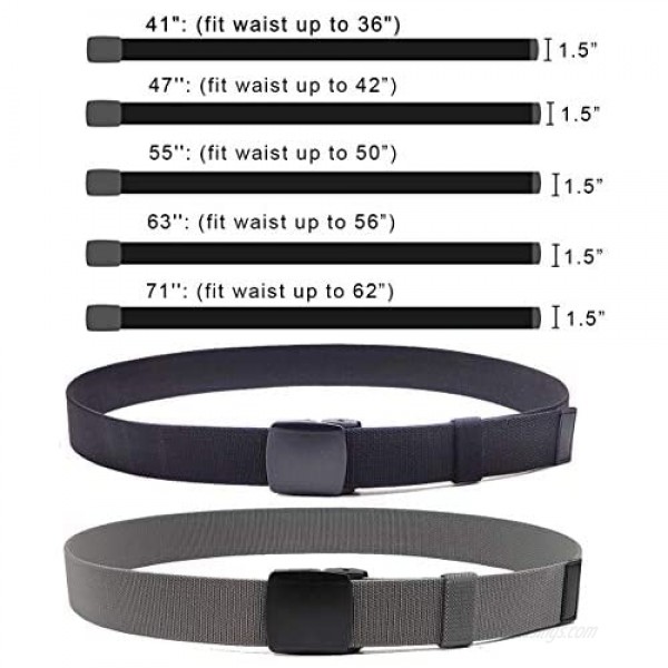 Hoanan 2-Pack Elastic Stretch Belt Men’s All Size No Metal Nylon Tactical Hiking Belt