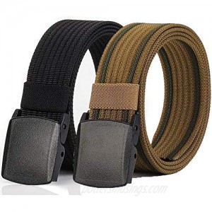 Hoanan 2 Pack Nylon Belt Outdoor Non-Metal Mens Military Web 1.5" Tactical Work Belt