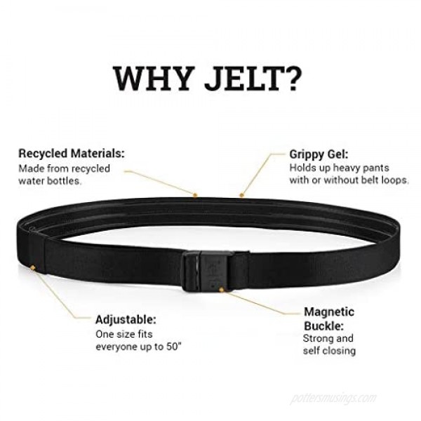 Jelt X Adjustable Elastic Stretch Belt | For Men and Women | Non-Slip | Made in USA | For Outdoors and Everyday