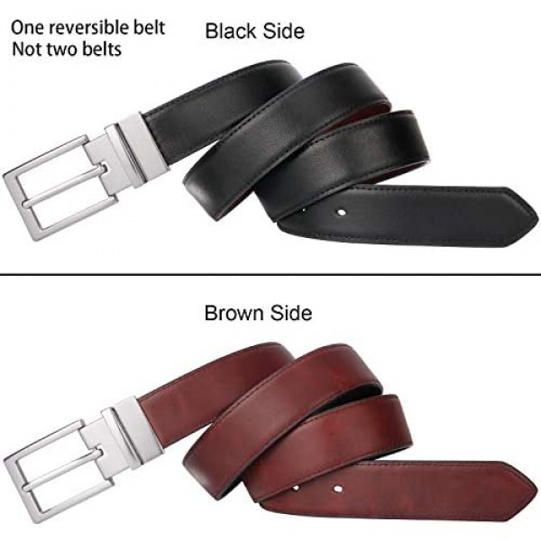 Lavemi Mens Belt Reversible 100% Italian Cow Leather Dress Casual Belts for men One Reverse for 2 Colors Trim to Fit