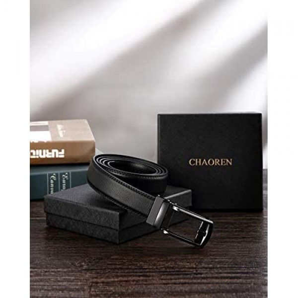 Leather Ratchet Belt 1 1/4 Comfort with Click Buckle CHAOREN Dress Belt Adjustable Trim to Exact fit