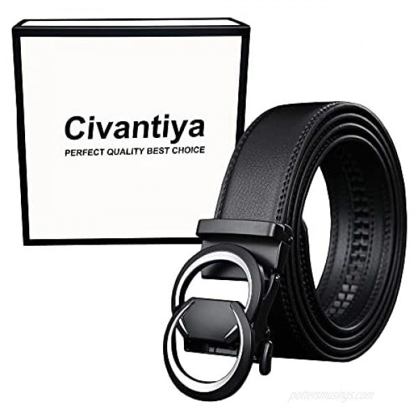 Men's Belt Civantiya Genuine Leather Ratchet Dress Suit G Belt With Automatic Slide Buckle Belt Elegant Gift Box