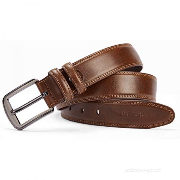 Men's Belt Classic Leather Dress Belt Durable Large Size Jean Belt With Single Prong Buckle Black Brown Gift-boxed