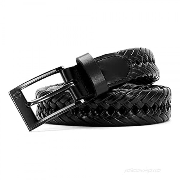 Mens Braided Leather Belt 1 1/8 Chaoren Braided Woven Belt for Casual and Dress in Gift Box