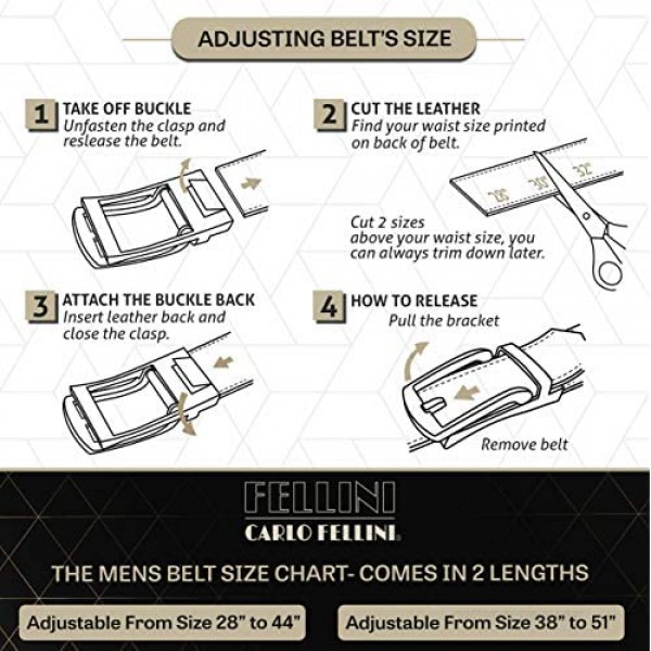 Mens Genuine Leather Ratchet Dress Belt with Slide Belt for men
