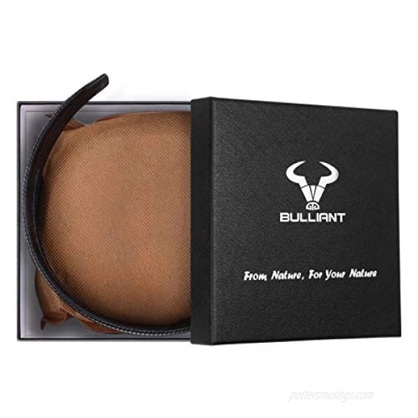 Mens Ratchet Belt BULLIANT Leather Adjustable Slide Belt For Mens Dress Casual Pant 1 3/8 Size Adjustable