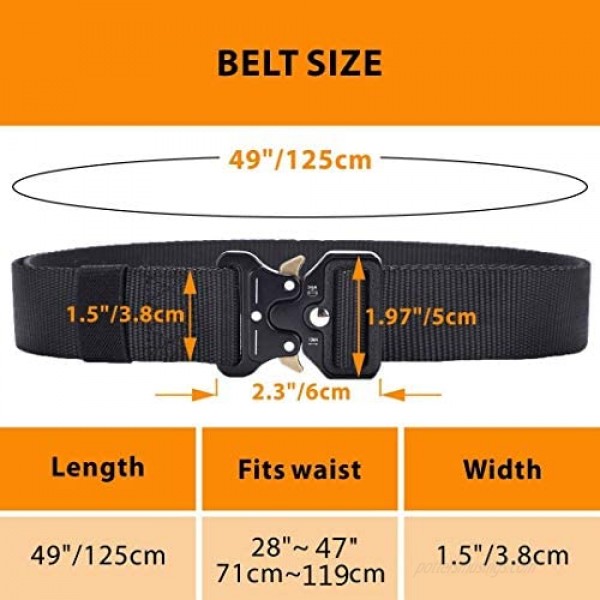 Men's Tactical Belt，2 Pack Military Belts for Men Tactical with Quick Release
