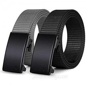 Nylon Ratchet Belt 2 Pack  Web Belts for Men Nylon Belt Automatic Slide Buckle